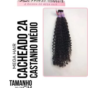Mega Hair Cabelo Humano Cacheado Castanho Médio 70-75cm 100 gramas Cacho 2A