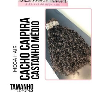 Mega Hair Cabelo Humano Cacho Caipira Cacheado Castanho Médio 65-70cm 100 gramas