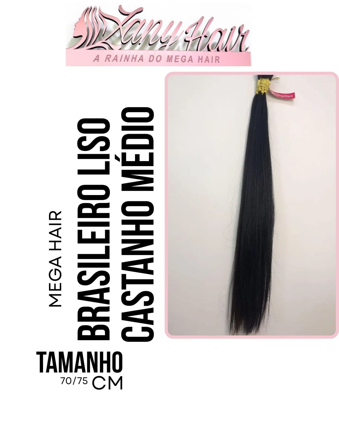 Mega Hair Cabelo Humano Brasileiro Liso Castanho Médio 70-75cm 100 gramas