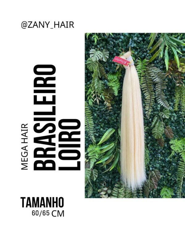 Mega Hair Cabelo Humano Brasileiro Liso Loiro 60-65cm 100 gramas Classe A